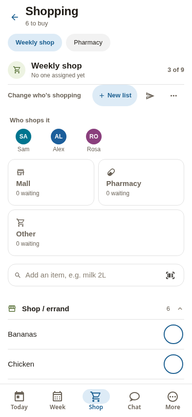 Shopping screen of the web build